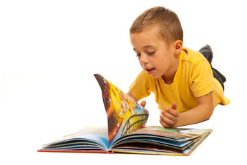 Boy reading a book
