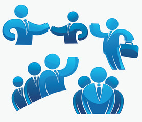 collection of office workers and business team