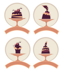 dessert labels, stickers or menu covers, vector collection