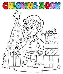 Coloring book Christmas elf theme 1