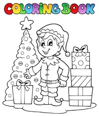 Papier Peint photo Pour enfants Livre de coloriage thème elfe de Noël 1