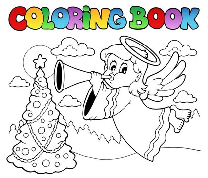 Coloring book image with angel 2