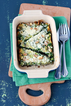 Aubergine and spinach bake