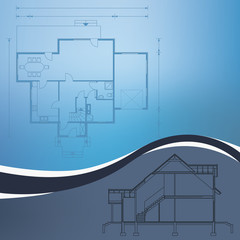 architectural blueprint vector illustration