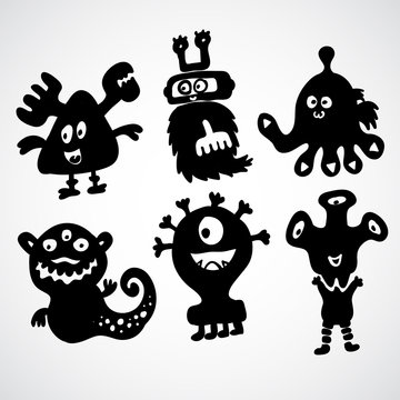 Cute Monster In Doodle Style