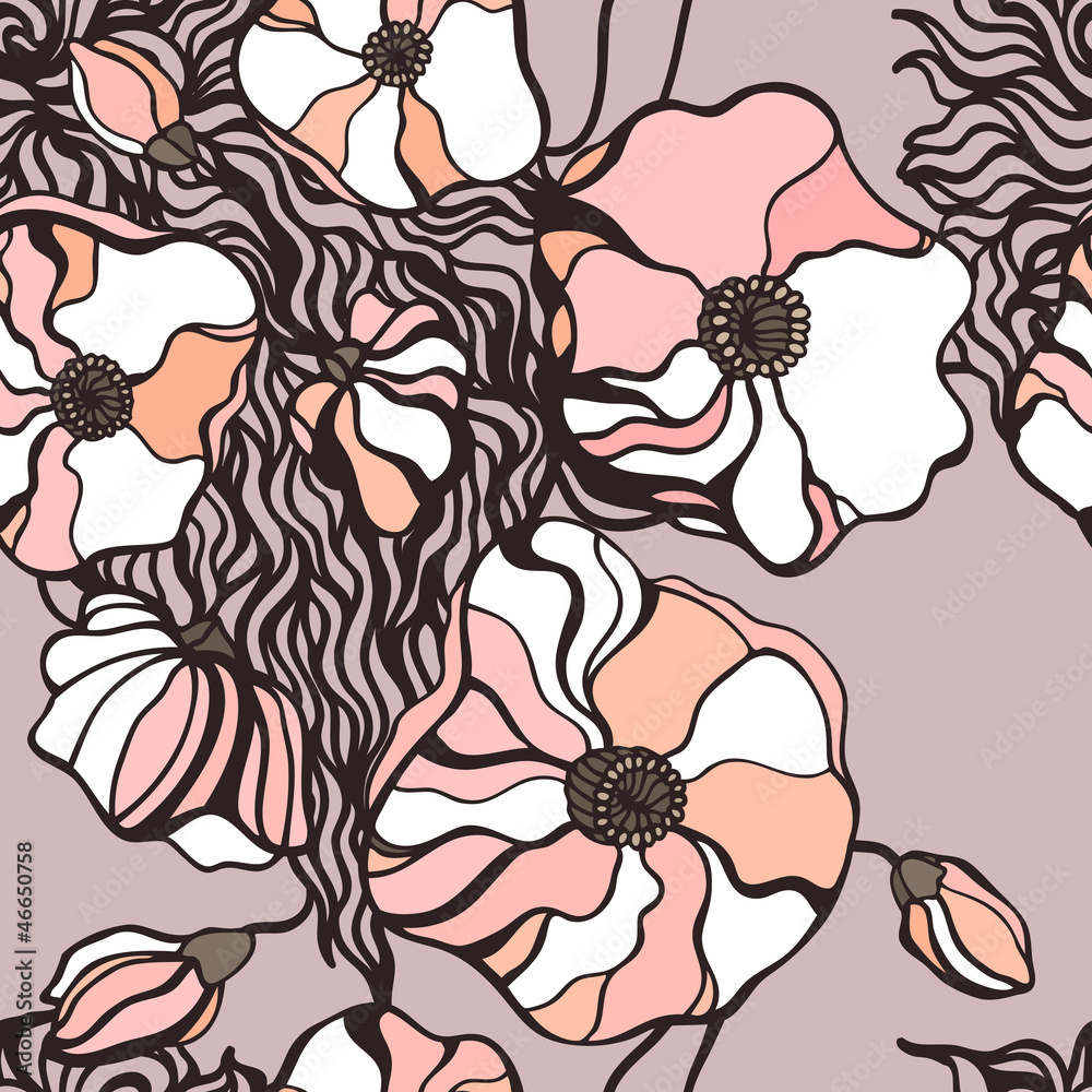 Poster abstract flowers background. seamless pattern