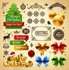 Naklejka premium Christmas decoration vector elements set