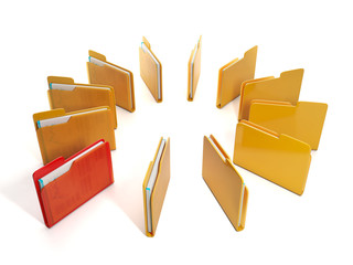 Group of computer files. Group folders located on a circle one r