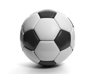 Close-up of a soccer ball on a white background