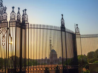 Poster Gates at entrance to House of Parliament, Delhi, India © travelview