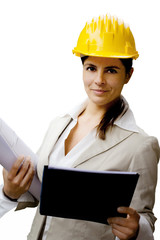 female engineer over white background