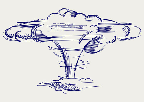 Atomic explosion. Doodle style