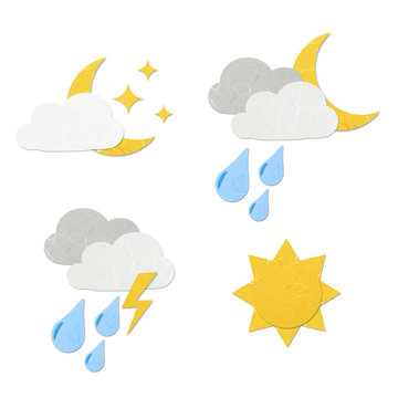 Rice paper cut cute weather icon