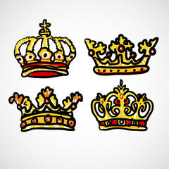Set of doodle crowns vector illustration