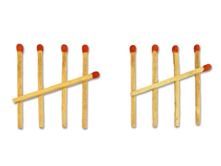 ten matchstick counting concept  on white background