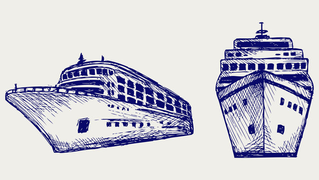 Cruise ship. Doodle style