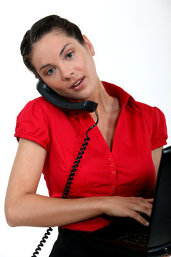 Businesswoman multitasking