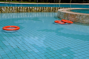 Lifebuoys in a Swimming pool