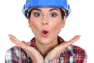 Shocked female worker