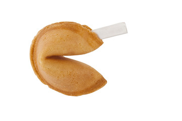 Fortune cookie with blank slip isolated