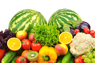 fruits and vegetables isolated on a white background