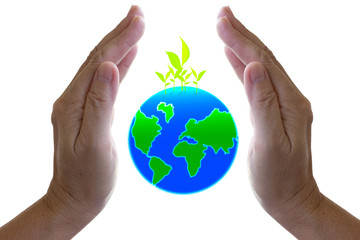 abstract globe in the hand, protect our world, save the earth