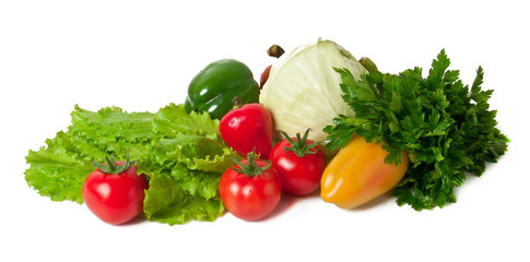 fresh vegetables on the white background 