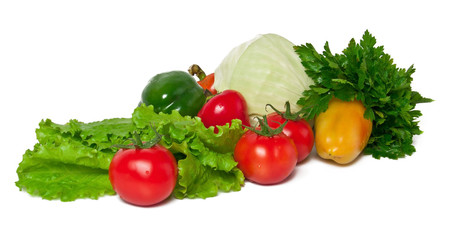 fresh vegetables on the white background 
