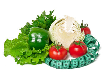 fresh vegetables on the white background 