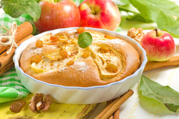 Homemade apple pie with cinnamon