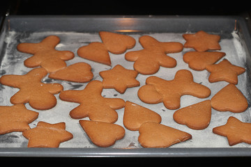 gingerbread cookies in the oven