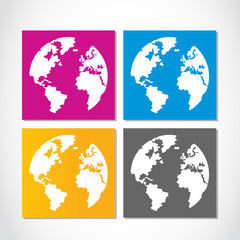 Set of colorful vector globe labels