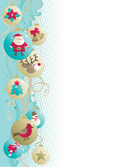 Vector background of baubles with christmas decorations.