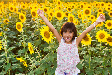 Girl in the sunflowers field