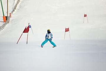Girl on the ski race
