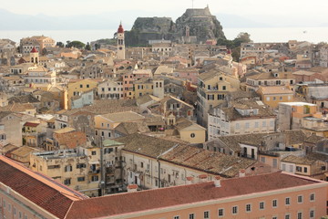 Fototapeta premium town buildings churches streets and castle on the island of Corfu in Greece 