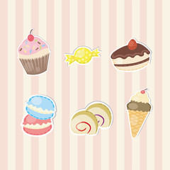 Cute sticker of sweets and candies collection