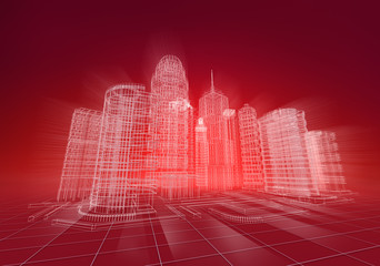 Obraz premium Wire city abstract background