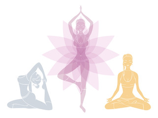 Beautiful woman doing youga exercises