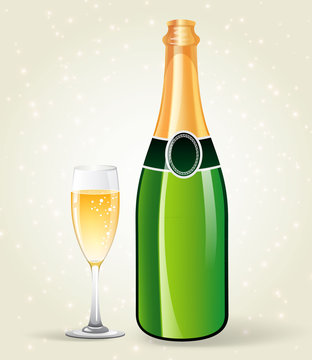 Champagne bottle and glass
