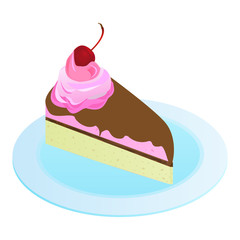 Chocolate cake with cherries on a plate