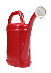 red plastic garden can