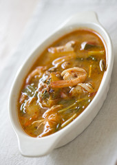 Tom Yum Kung or spicy shrimp soup as Thai delicious food