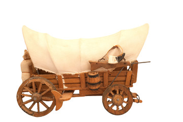 Wooden cart with sackcloth top