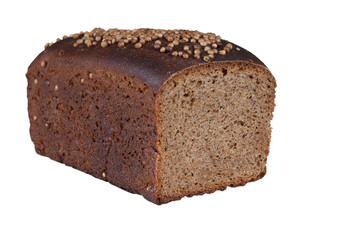 black rye bread on a white background