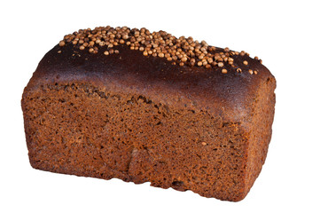 black rye bread on a white background