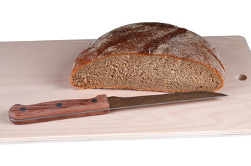 fresh rye bread on a white background