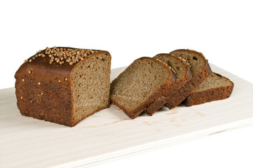 black rye bread on a white background