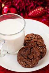 Chockolate ginger cookies with a cup of milk