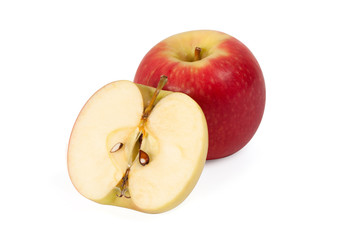 apples and half apple sliced with path